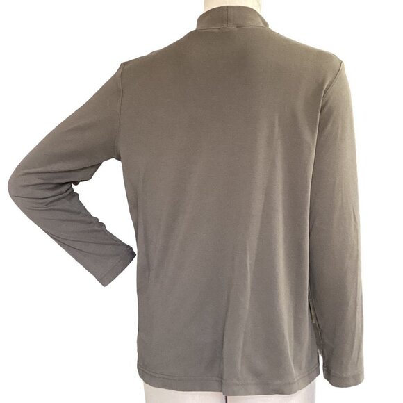 Peruvian Connection Pima Cotton Mock Neck Top Women's Sz M Khaki Brown 6F - Picture 4 of 7